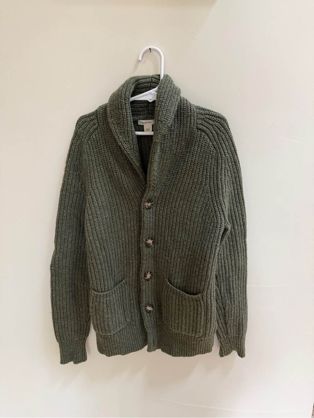 Crewcuts Olive Ribbed Shawl-Collar Cardigan KIDS size L